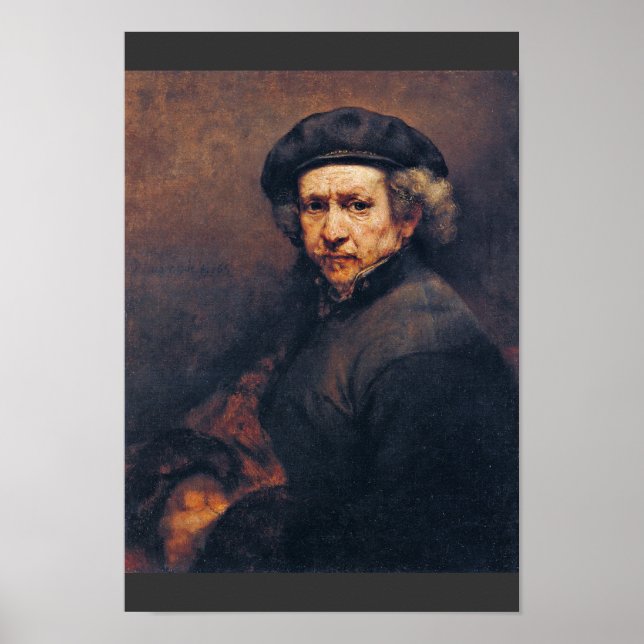 Selbstportrait, von Rembrandt (beste Qualität) Poster (Vorne)