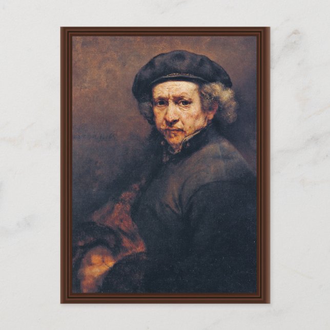 Selbstportrait, von Rembrandt (beste Qualität) Postkarte (Vorderseite)