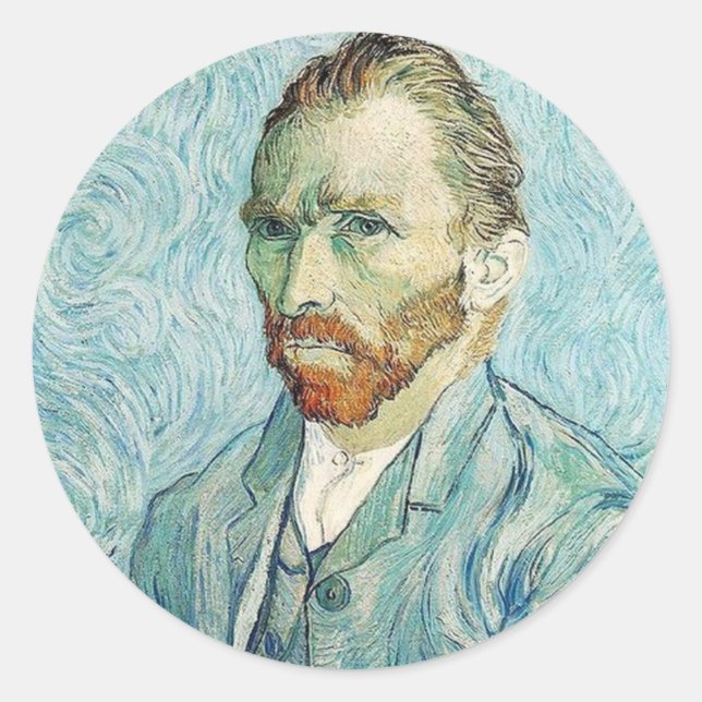 Selbstportrait von Vincent Van Gogh Runder Aufkleber (Vorderseite)