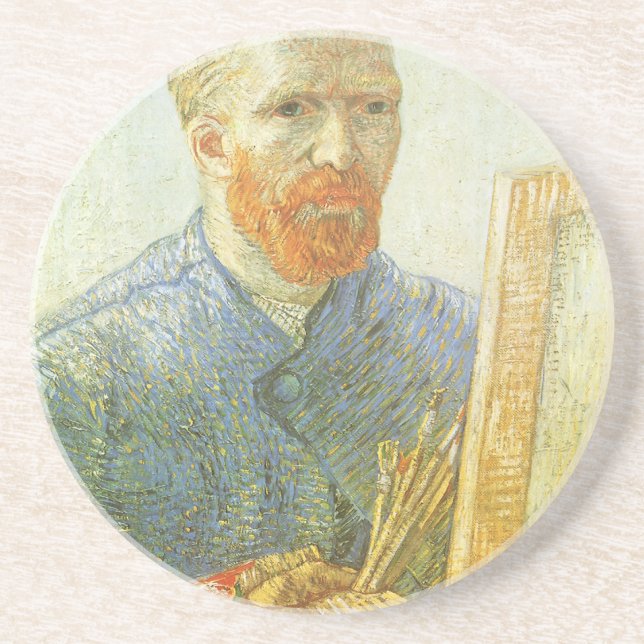 Selbstportrait vor Easel, Vincent van Gogh Sandstein Untersetzer (Vorne)