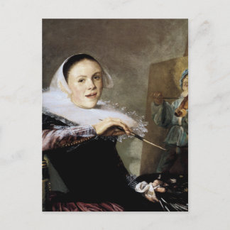 Selbstporträt am Easel Postkarte