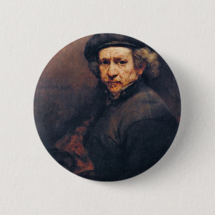 Selbstporträt, durch Rembrandt (beste Qualität) Button