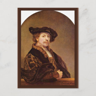 Selbstporträt im Alter von 33 Jahren von Rembrandt Postkarte