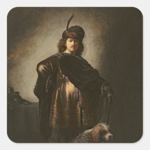 Selbstporträt in orientalischem Kostüm, 1631 Quadratischer Aufkleber