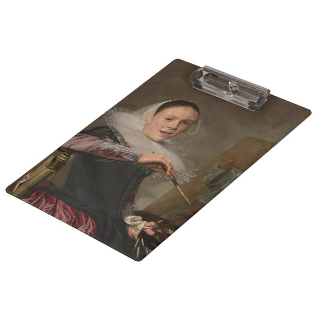 Selbstporträt Judith Leyster mit Clipboard Klemmbrett (Schrägansicht)