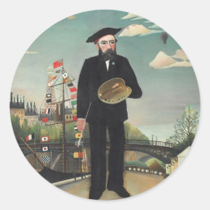 Selbstporträt Landschaft 1890, Henri Rousseau Runder Aufkleber
