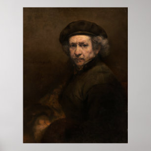 Selbstporträt mit Beret von Rembrandt Poster