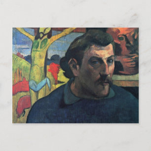Selbstporträt mit gelbem Christus von Gauguin Paul Postkarte