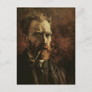Selbstporträt mit Pfeife, Van Gogh Fine Art Postkarte
