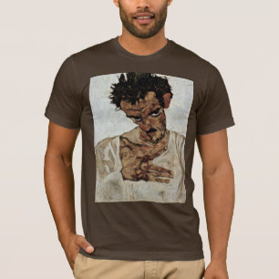 Selbstporträt mit seinem Kopf unten durch Schiele T-Shirt