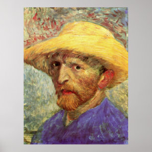 Selbstporträt mit Strohhut durch Vincent van Gogh Poster