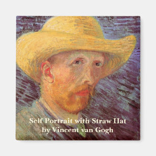 Selbstporträt mit Strohhut von Vincent van Gogh Magnet