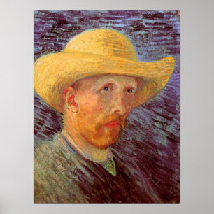 Selbstporträt mit Strohhut von Vincent van Gogh Poster