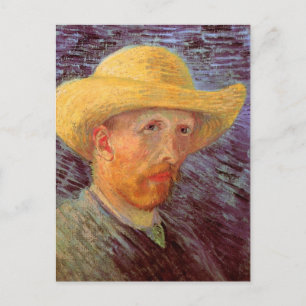 Selbstporträt mit Strohhut von Vincent van Gogh Postkarte