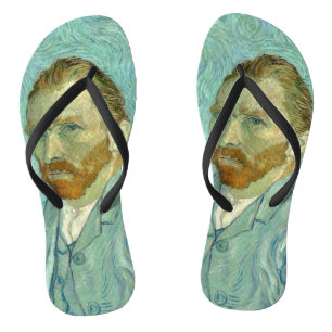 Selbstporträt Vincent Van Gogh mit blauem Hintergr Flip Flops