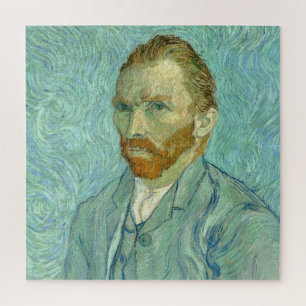Selbstporträt Vincent Van Gogh mit blauem Hintergr Puzzle