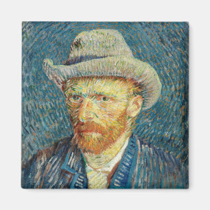 Selbstporträt Vincent Van Gogh mit grauem Filzhut Magnet