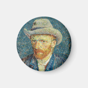 Selbstporträt Vincent Van Gogh mit grauem Filzhut Magnet