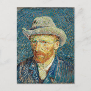 Selbstporträt Vincent Van Gogh mit grauem Filzhut Postkarte