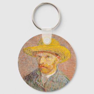 Selbstporträt Vincent Van Gogh mit Strohhut Schlüsselanhänger