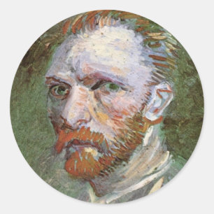 Selbstporträt Vincent van Gogh, Vintage-Fine-Art-D Runder Aufkleber