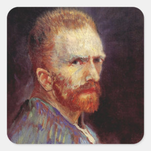 Selbstporträt Vincent van Gogh, Vintage-Fine-Art Quadratischer Aufkleber