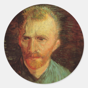 Selbstporträt Vincent van Gogh, Vintage-Fine-Art Runder Aufkleber