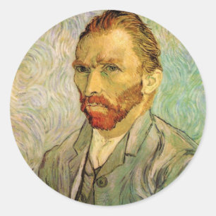 Selbstporträt Vincent van Gogh, Vintage-Fine-Art Runder Aufkleber