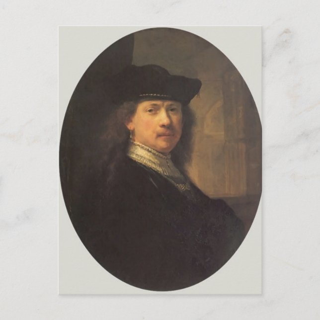 Selbstporträt von Rembrandt Postkarte (Vorderseite)