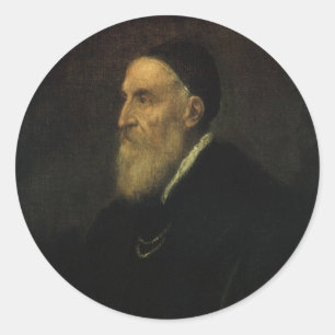 Selbstporträt von Tizian, Vintage-Renaissance-Kuns Runder Aufkleber