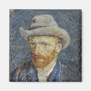 Selbstporträt von Van Gogh mit grauem Filzhut Male Magnet