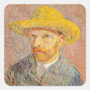 Selbstporträt von Vincent Van Gogh, impressionisti Quadratischer Aufkleber