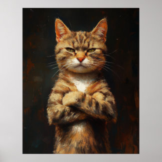 Selbstsichere getigerte Katze mit Haltung Poster