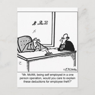 Selbstständige und Mitarbeiterdiebstahl Postkarte