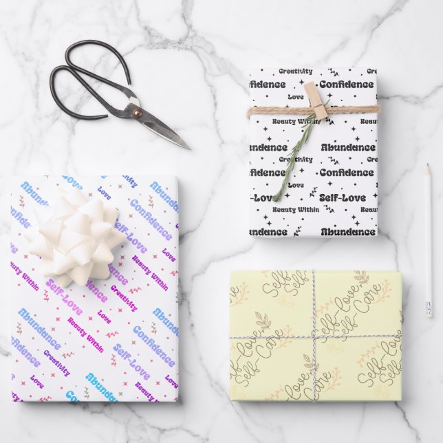 Selbstversorgung und Liebe Geschenkpapier Set (Vorderseite)