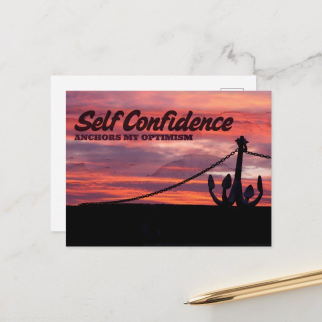 "Selbstvertrauen" Motivation Affirmation Postkarte (Vorderseite/Rückseite Beispiel)