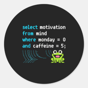 Select Motivation Frog - Funny Pixel Sql Code Runder Aufkleber