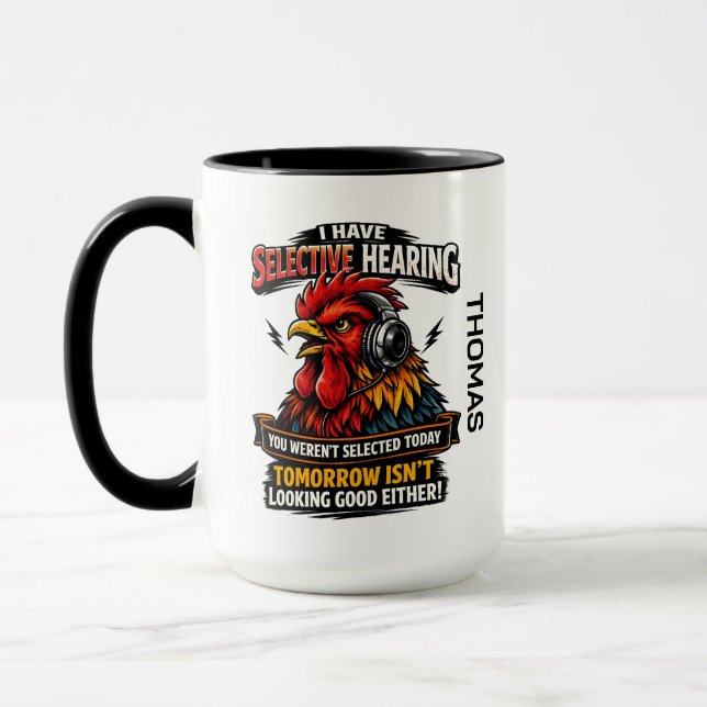 Selective Hearing Cat Mug | Funny Rooster Tasse (Links)