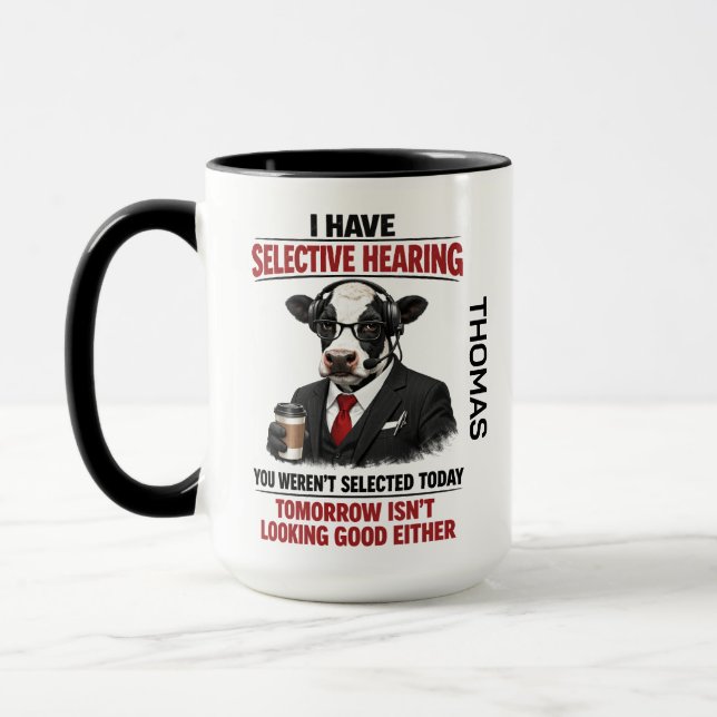 Selective Hearing cow Mug | Funny Coworker Tasse (Links)