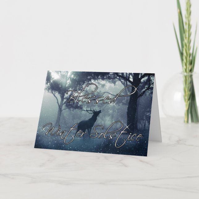 Selegener Winter Solstice Forest Stag Feiertagskarte (Vorderseite)