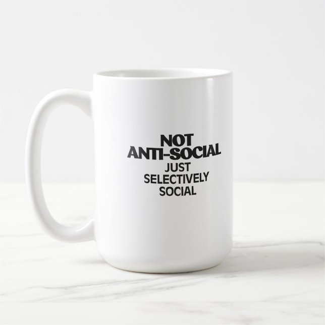 Selektiv soziale Schriftzug-Typografie Kaffeetasse (Links)