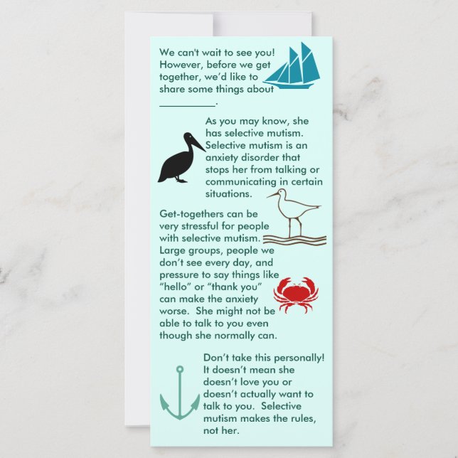 Selektive Mutismus: Girl-Flachkarte zusammenbringe (Vorderseite)