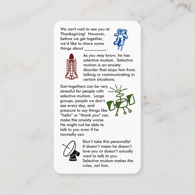 Selektiver Mutismus: Junge Visitenkarte zusammenbr (Vorderseite)