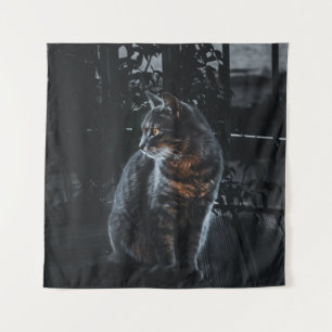 SELEKTIVER SCHWERPUNKT DER SILVER TABBY CAT WANDTEPPICH