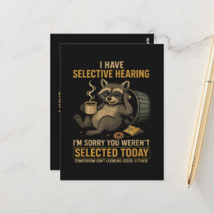 Selektives Hören Lustiger Waschbär Kaffee Postkarte