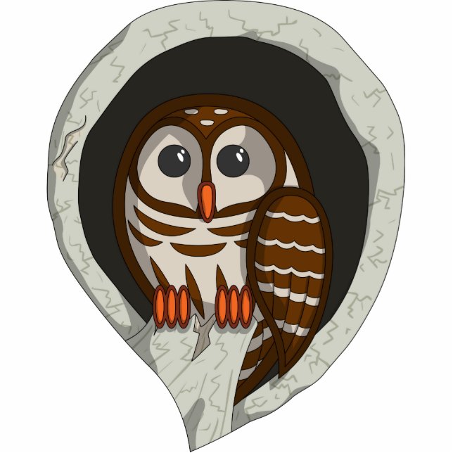 Selene die Owl Foto-Skulptur Freistehende Fotoskulptur (Vorne)