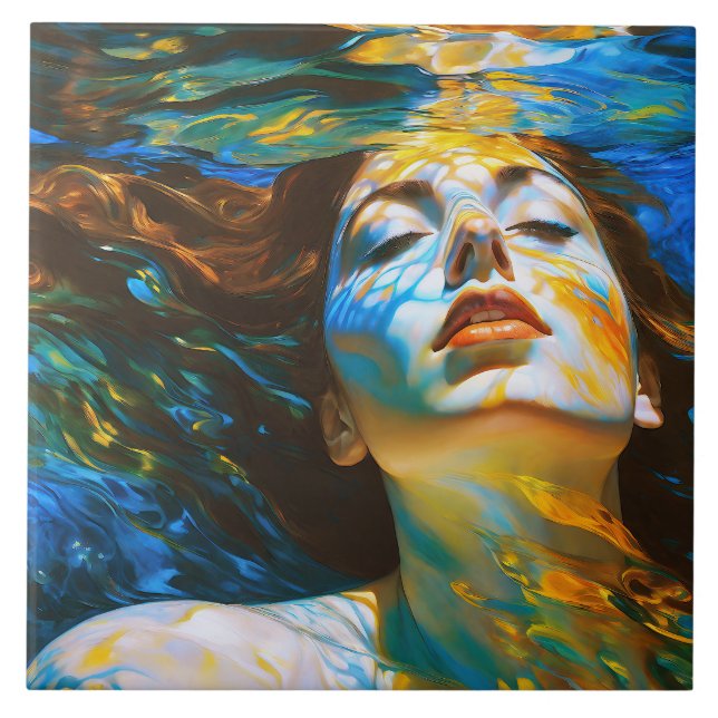 "Selene" - Frauen im Wasser Fliese (Vorderseite)