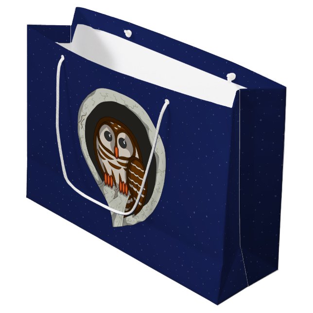 Selene the Owl Gift Bag Große Geschenktüte (Vorderseite Schrägansicht)