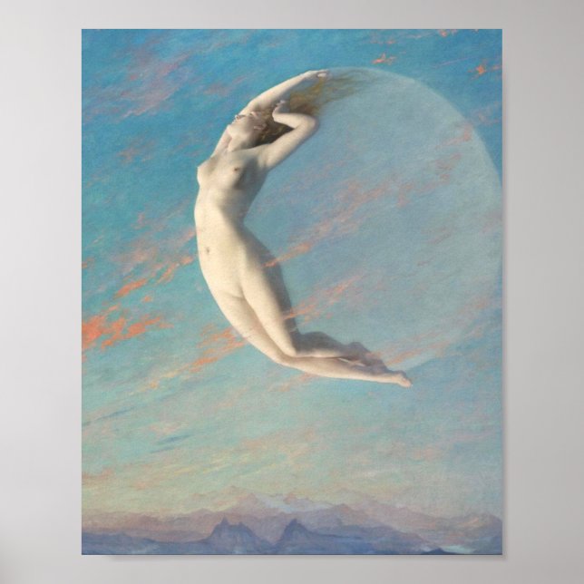 Selene von Albert Aublet 1880 Frauen und Mond Poster (Vorne)