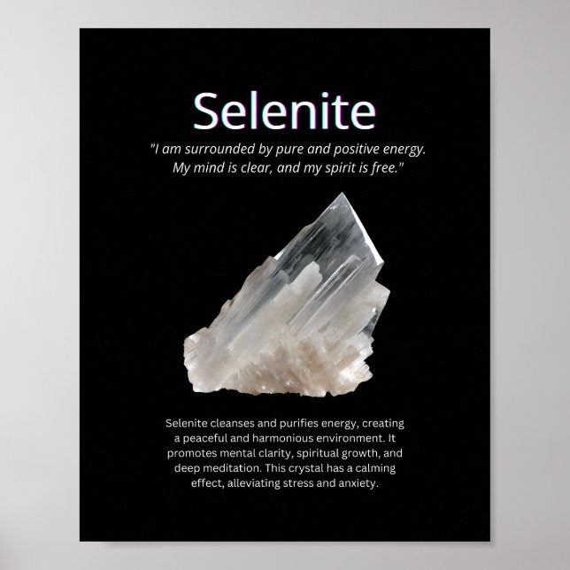 Selenite Crystal Stone Bedeutung Poster (Vorne)